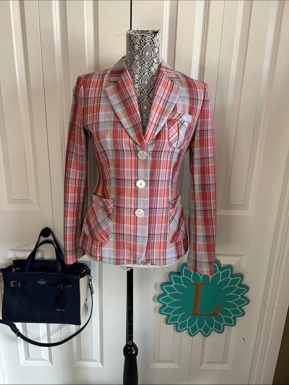 Title: ✨ PREPPY CHIC Tommy Hilfiger Pastel Plaid Blazer - Size 2/XS ✨